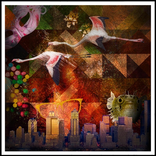 Painting Flamingo City 1 Serenity